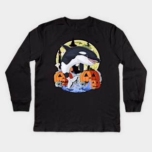 Killer Whale Orca Happy Halloween Kids Long Sleeve T-Shirt